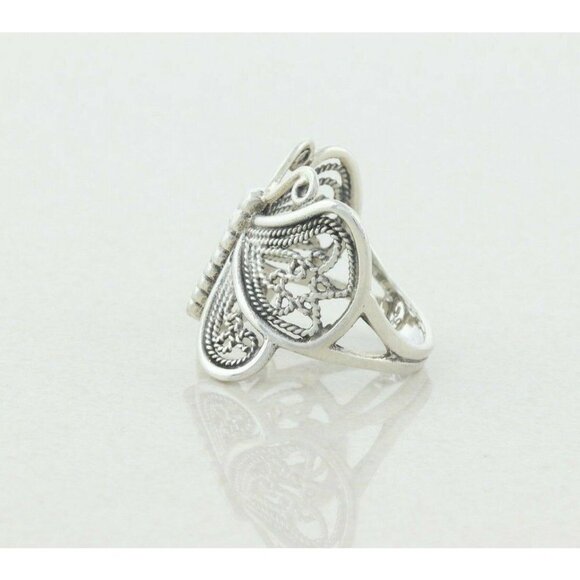 Sterling Silver Butterfly Band Ring Size 9 1/2 - Picture 6 of 7